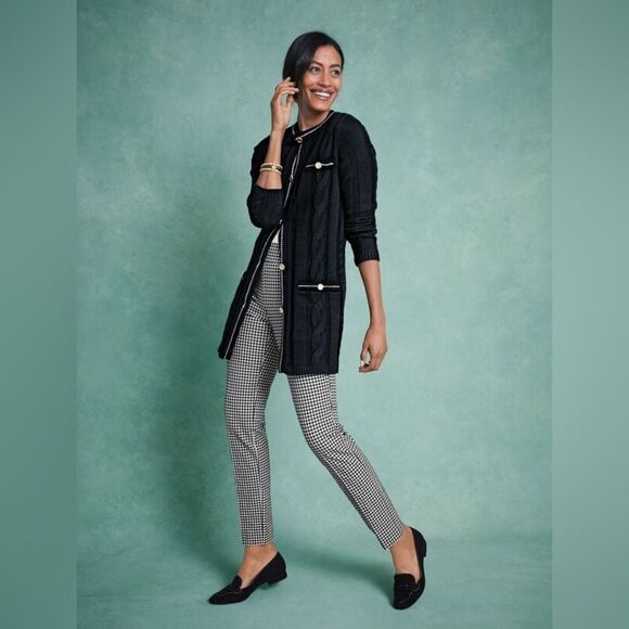 Talbots Bold Houndstooth Chatham Stretch Ankle Pant Black White Size 10 - Picture 7 of 12